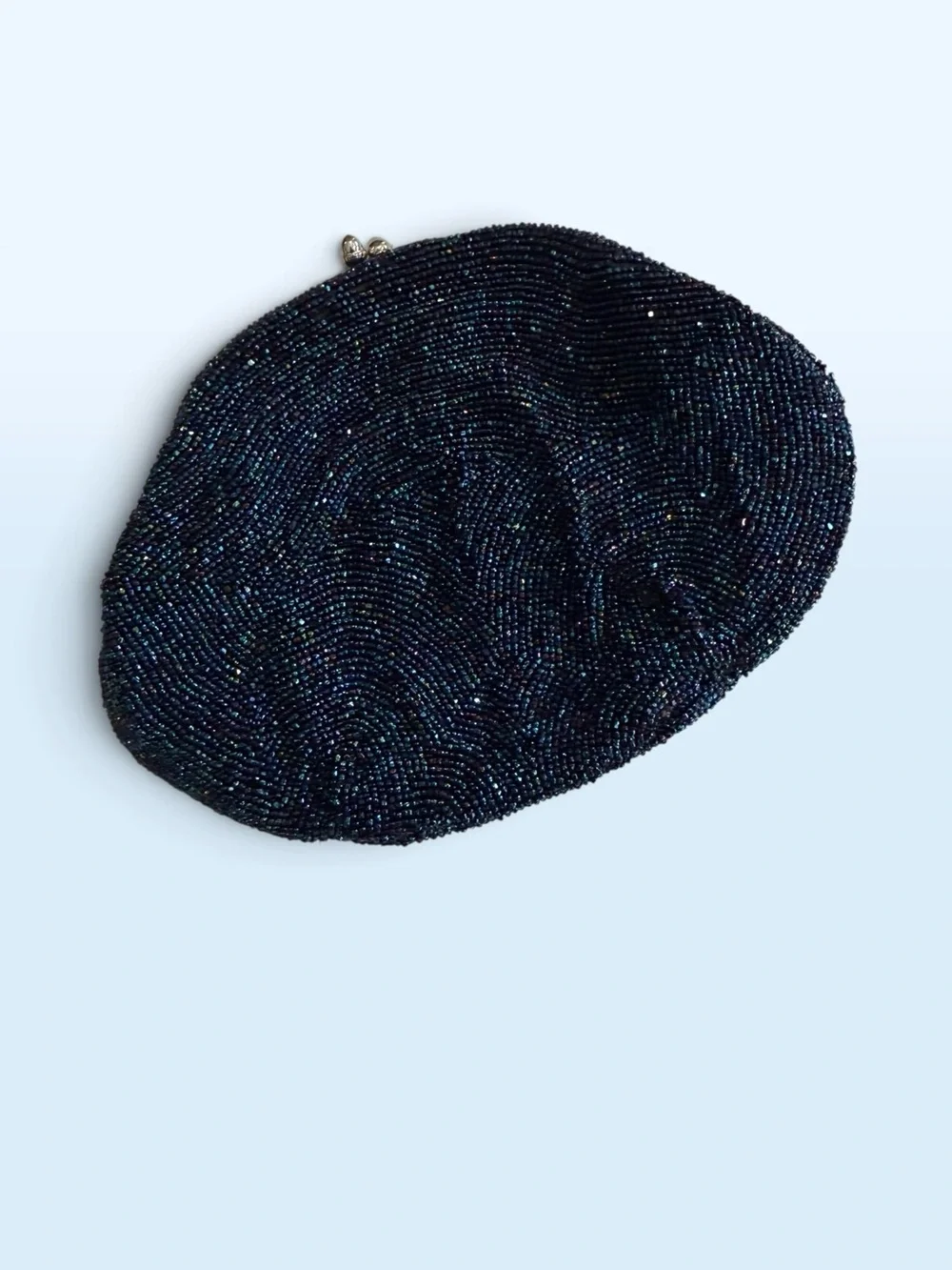 Hand Crafted In Belgium Navy Beaded Evening Clutch
